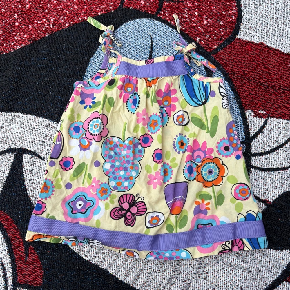 HANNA ANDERSSON MULTICOLORED FLOWER PRINT DRESS SIZE 12 MONTHS